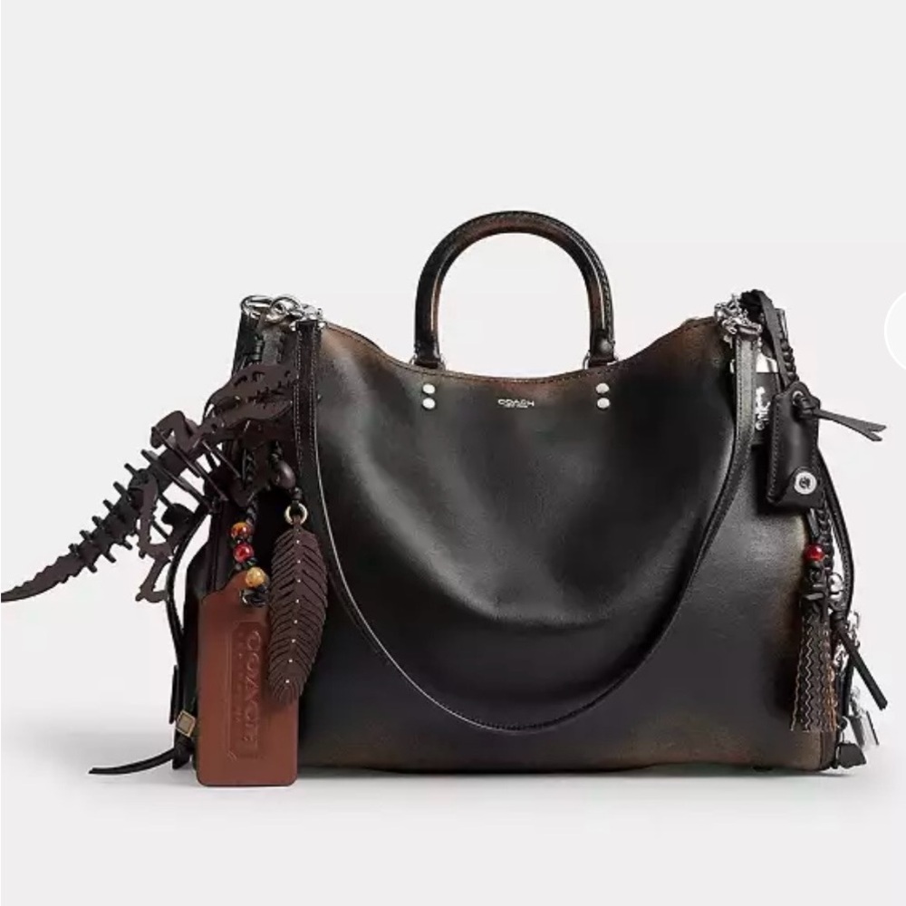 Coach Rogue Bag 40 In Loved Leather With Charms